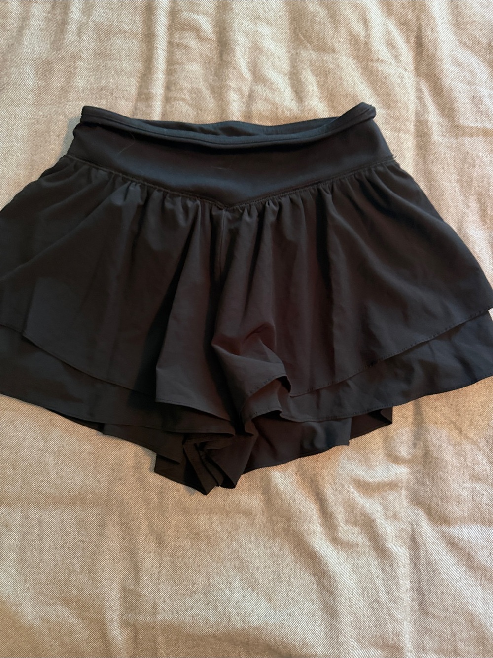 Womens  Black flutter layer Shorts